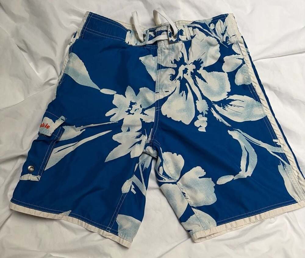 Abercrombie & Fitch Blue White Hibiscus Floral  Board Shorts Men's Size Medium